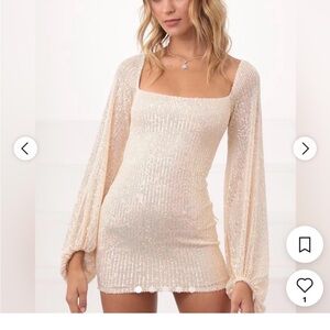 Lucy in the Sky Women's Cream and White Sequin Dress